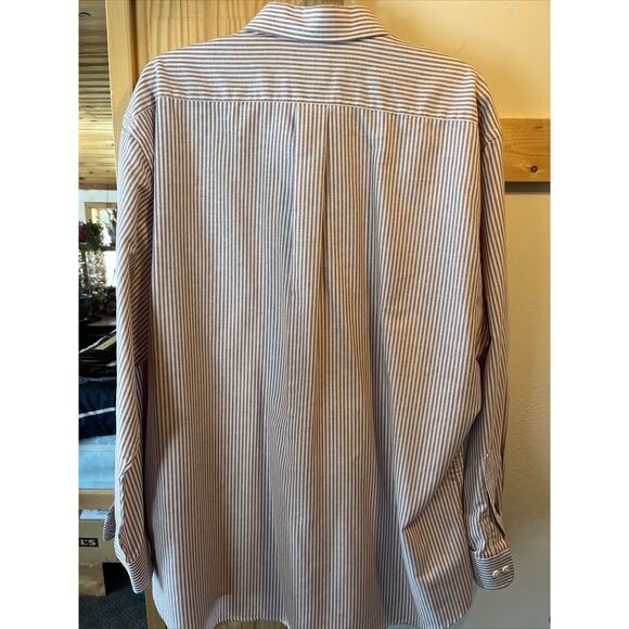 cambridge classics vtg mens 18 34/35 red striped LS button up cotton blend shirt - Picture 13 of 15